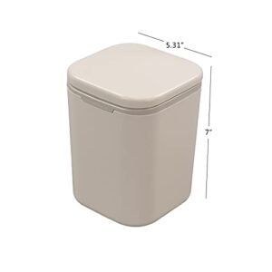 Morcte 1-Pack 0.5 Gallon Tiny Trash Can, 2 L Mini Desktop Garbage Can with Push Button Lid, White