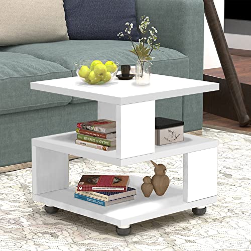 Jerry & Maggie - Magic Cube Nightstands Japanese Tatami Classic Modern Style - 2 Tier Rectangle Hallow Design Night Stand Storage Bedside Table Storage White