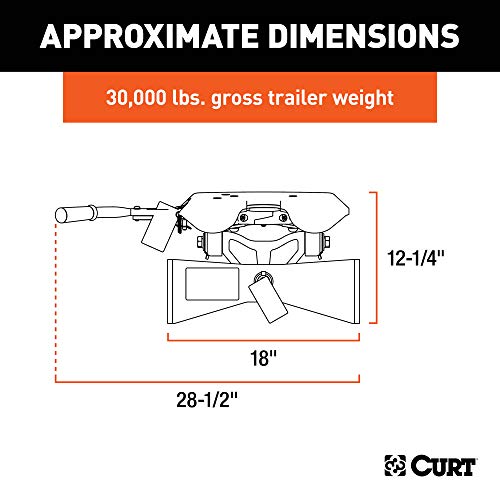 CURT 16590 A30 5th Wheel Hitch Head Only, Legs or Roller Required, 30,000 lbs