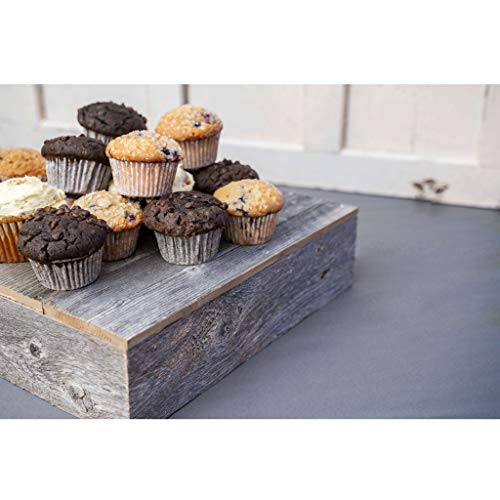BarnwoodUSA | Wood Cake Stand | 15"x15" | Weathered Gray | Rustic Wooden Wedding Dessert Display Stand | Vintage Cupcake Stand | Farmhouse Wedding | Antique | Sturdy | 100% Reclaimed Wood
