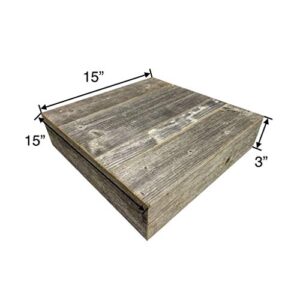 BarnwoodUSA | Wood Cake Stand | 15"x15" | Weathered Gray | Rustic Wooden Wedding Dessert Display Stand | Vintage Cupcake Stand | Farmhouse Wedding | Antique | Sturdy | 100% Reclaimed Wood