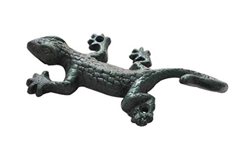 Wall Mount Cast Iron Gecko Shaped Hook Coat Hat Clothes Hanger/Cast Iron Decorative Wall Hook - Gecko Hook Hanger Holder Coat Apron Hat Towel Wall Hook, Wall Hanging Decoration Hook