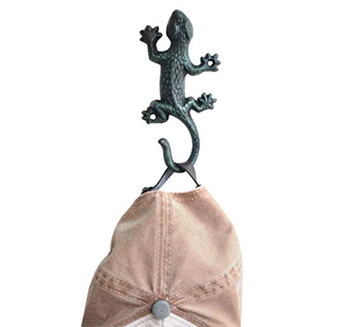 Wall Mount Cast Iron Gecko Shaped Hook Coat Hat Clothes Hanger/Cast Iron Decorative Wall Hook - Gecko Hook Hanger Holder Coat Apron Hat Towel Wall Hook, Wall Hanging Decoration Hook