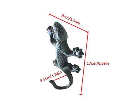 Wall Mount Cast Iron Gecko Shaped Hook Coat Hat Clothes Hanger/Cast Iron Decorative Wall Hook - Gecko Hook Hanger Holder Coat Apron Hat Towel Wall Hook, Wall Hanging Decoration Hook