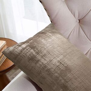 Home Soft Things Textured Velvet Pillow Covers Set of 2, 14'' x 26'', Simple Taupe, Lumbar Modern Decorative Throw Pillow Covers for Couch Sofa