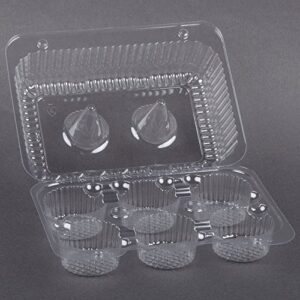 10 Cupcake Containers Plastic Disposable | High Dome Cupcake Boxes 6 Compartment Cupcake Holders Disposable Cupcake Carrier | Half Dozen Cupcake Trays | Durable Cup Cake Muffin Packaging Transporter