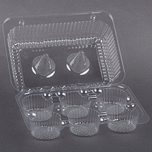 10 Cupcake Containers Plastic Disposable | High Dome Cupcake Boxes 6 Compartment Cupcake Holders Disposable Cupcake Carrier | Half Dozen Cupcake Trays | Durable Cup Cake Muffin Packaging Transporter