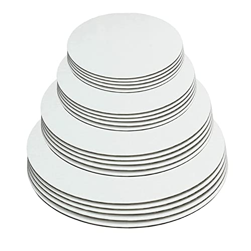 White Round Greaseproof Cake Boards – Cake Circle Base, 6/8/10/12 inch, 5 of Each Size