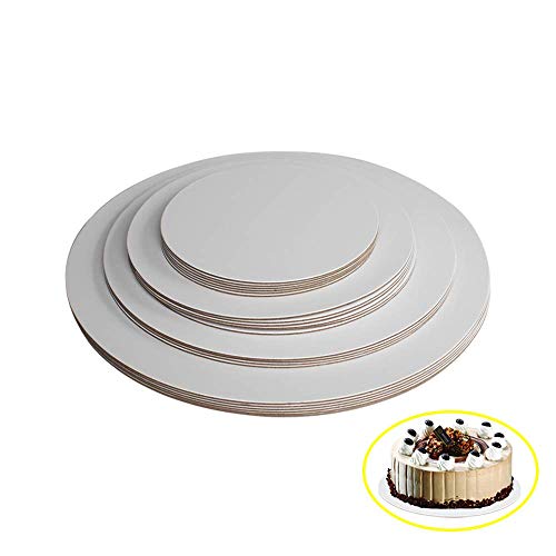 White Round Greaseproof Cake Boards – Cake Circle Base, 6/8/10/12 inch, 5 of Each Size