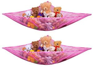 jumbo toy hammock, pink - organize stuffed animals and children's toys with this mesh hammock. great decor while neatly organizing kid's toys and stuffed animals. expands to 5.5 feet. (2-pack)