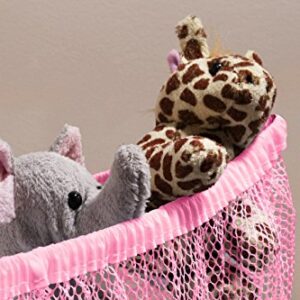 Jumbo Toy Hammock, Pink - Organize Stuffed Animals and Children's Toys with this Mesh Hammock. Great Decor while Neatly Organizing Kid's Toys and Stuffed Animals. Expands to 5.5 feet. (2-Pack)