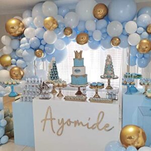 DUBEDAT Blue White Gold Balloon Garland Arch Kit Metallic Chrome God Ballons with Macaroon Blue White Latex Balloons for Birthday Wedding Bridal Shower Party Baby Shower Decoration