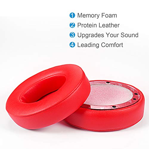 Replacement Ear Pads for Studio2, Ear Cushions Earpads with Memory Foam Compatible with Beats Studio2.0 / Studio3.0 Wireless/Wired(1Pair Red)