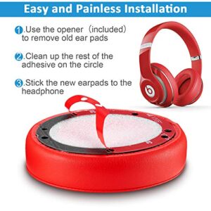 Replacement Ear Pads for Studio2, Ear Cushions Earpads with Memory Foam Compatible with Beats Studio2.0 / Studio3.0 Wireless/Wired(1Pair Red)