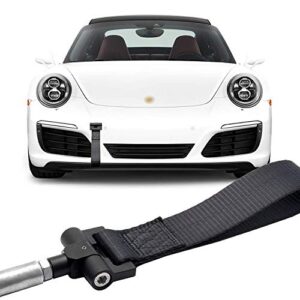 xotic tech black track racing towing strap w/tow hole adapter compatible with porsche carrera 911 991 2013-up