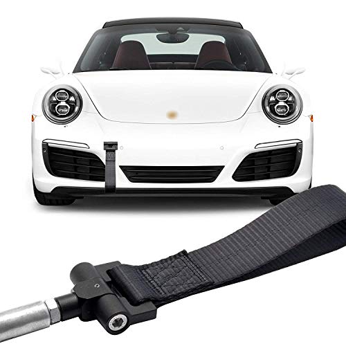 Xotic Tech Black Track Racing Towing Strap w/Tow Hole Adapter Compatible with Porsche Carrera 911 991 2013-up