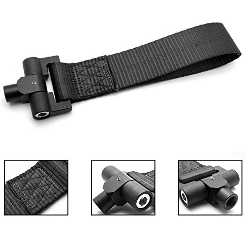 Xotic Tech Black Track Racing Towing Strap w/Tow Hole Adapter Compatible with Porsche Carrera 911 991 2013-up