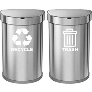 vwaq recycle and trash decal set of 2 - vinyl recycle sticker for trash can bin - tc3 (white)