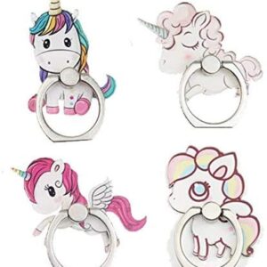 4-Pack Phone Ring Holder Stand, Cute Unicorn 360 Rotation Finger Grip Stand Mount for Cellphones and Tablets (Unicorn Ring)