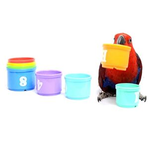 Wontee Bird Educational Stacking Cup Toy Colorful Training Treat Toys for Birds Parrots