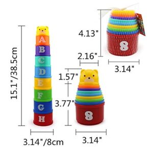 Wontee Bird Educational Stacking Cup Toy Colorful Training Treat Toys for Birds Parrots