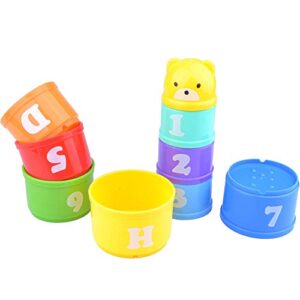 Wontee Bird Educational Stacking Cup Toy Colorful Training Treat Toys for Birds Parrots