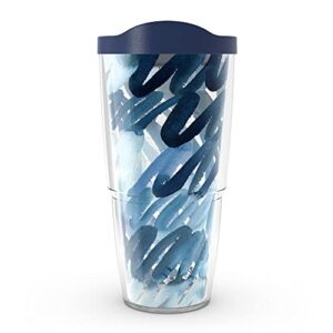 tervis yao cheng - scribbles in blue made in usa double walled insulated tumbler travel cup keeps drinks cold & hot, 24oz, classic