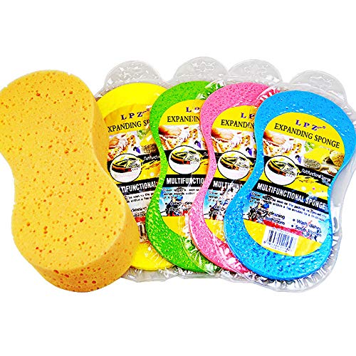 Car Wash Sponges,Large Cleaning Sponges Pad,5Pcs Size 23x11x4.5CM,Mix Colors Cleaning Washing Sponges for Kitchen with Vacuum Compressed Packing