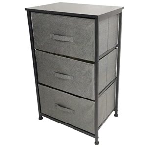 KKTONER Nightstand Dresser Storage Tower Organizer with 3 Drawer Vertical Dresser Foldable Pull Fabric Bins for Bedroom Entryway (Gray)
