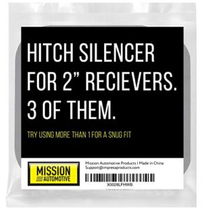 3 Pack - 2 Inch Hitch Receiver Silencer Pad for Adjustable Ball Mounts - Reduce Rattle, Eliminate Noise and Provide Cushion Between receivers and Tow hitches - Fits Any 2 inch Trailer Hitch Receiver