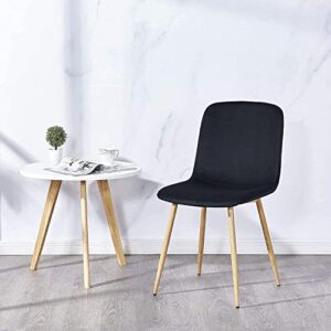 Beaugreen Velvet Dining Chairs Set of 4 Modern Kitchen & Dining Room Chairs with Metal Legs Upholstered Dining Accent Chairs for Home(Black)