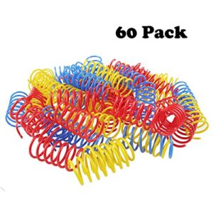 Tamu style Cat Spring Toys (60 Pack), Playful Coils for Kittens, BPA Free Plastic for Swatting, Biting, Hunting, and Active Healthy Play, Colorful 2 Inch Spirals