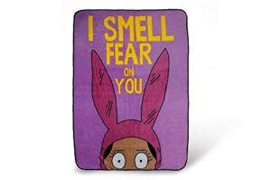 bob's burgers louise throw blanket | i smell fear on you quote | collector's large pink blanket | 64 x 44 inches