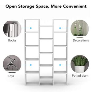 Tribesigns Modern Bookcase, 5-Shelf Storage Organizer Bookshelf with 14-Cube Display Book Shelf for Home Office, Living Room and Bedroom (White)