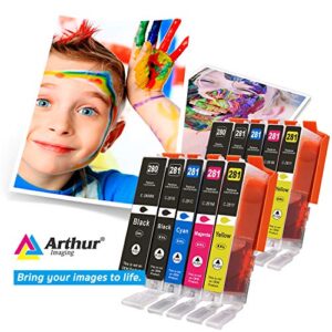 Arthur Imaging Compatible Canon Ink cartridges 280 and 281 Replacement PGI-280XXL CLI-281XXL PGI 280 XXL CLI 281 XXL PIXMA TR7520 TR8520 TS6120 TS6220 TS8220 TS9120 TS9520 TS9521C Printer (10 Pack)