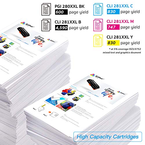 Arthur Imaging Compatible Canon Ink cartridges 280 and 281 Replacement PGI-280XXL CLI-281XXL PGI 280 XXL CLI 281 XXL PIXMA TR7520 TR8520 TS6120 TS6220 TS8220 TS9120 TS9520 TS9521C Printer (10 Pack)