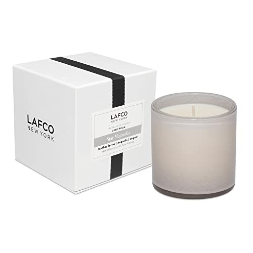 LAFCO New York Classic Candle, Star Magnolia - 6.5 oz - 50-Hour Burn Time - Reusable, Hand Blown Glass Vessel - Made in The USA