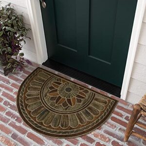 mohawk home entryway door mat 2' x 3' all weather doormat outdoor non slip recycled rubber, boardwalk path chestnut