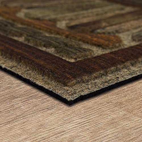 Mohawk Home Entryway Door Mat 2' x 3' All Weather Doormat Outdoor Non Slip Recycled Rubber, Boardwalk Path Chestnut