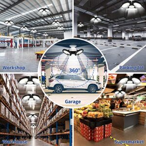 Dansny LED Garage Lights, 80W Deformable LED Garage Ceiling Lights 12000LM Led Shop Lights for Garage, Garage Lights with 3 Adjustable Panels, Utility Led Garage Lighting, LED Light Bulbs for barn etc