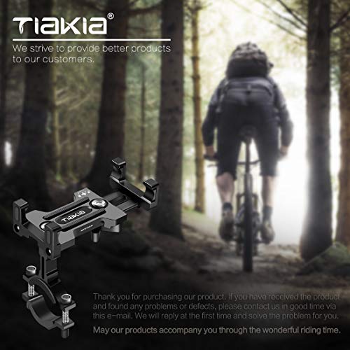 Tiakia Bike Phone Mount - Universal Motorcycle Mount Anti Shake & Anti-Theft, Face & Touch ID Bicycle Phone Holder 360° Rotation for 4.5-7 inches Smartphone