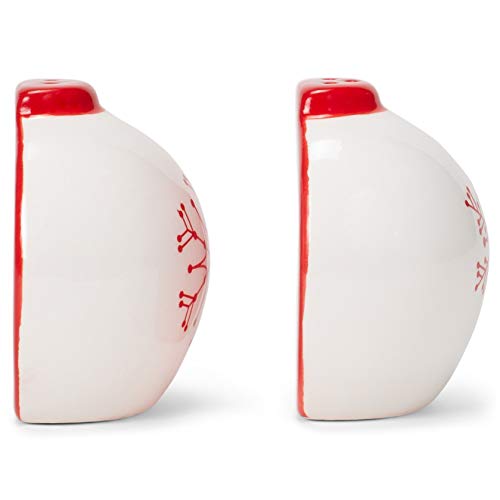 Snowflake Rosy Red 3 x 2 Dolomite Ceramic Christmas Salt and Pepper Shaker Set