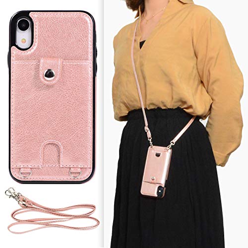 Jaorty PU Leather Wallet Case for Samsung Galaxy S10e Necklace Lanyard Case Cover with Card Holder Adjustable Detachable Anti-Lost Neck Strap Case for Samsung Galaxy S10e,Gold