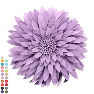 Flower Decorative Pillow - 3D Daisy Flower Pillow, Sunflower Throw Pillow -14.5 x 13 inch Round Decor Pillow - Flower Home Decorations - Couch & Bed Flower-Shaped Pillow (Case + Insert, Solid Lilac)