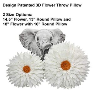 Flower Decorative Pillow - 3D Daisy Flower Pillow, Sunflower Throw Pillow -14.5 x 13 inch Round Decor Pillow - Flower Home Decorations - Couch & Bed Flower-Shaped Pillow (Case + Insert, Solid Lilac)