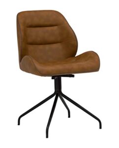 calico designs devonport swivel armless, no casters, home office accent chair in black metal 4-star base/anitque spotted copper faux leather with stitch detail