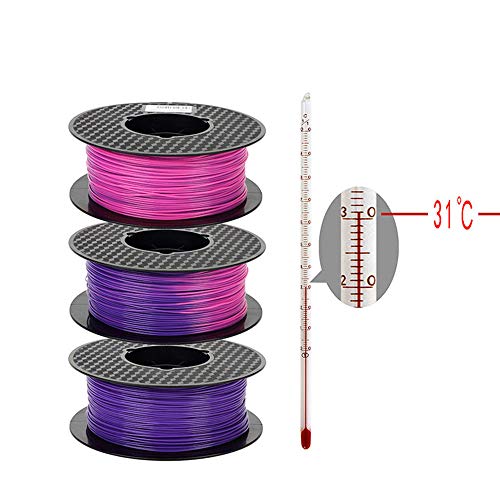 3D Printer Color Change PLA Filament Purple Blue to Pink PLA Filament 1.75 mm 1kg 2.2lbs Color Changing PLA Filament with Temperature 3D Printing Material HZST3D Color Change Filament