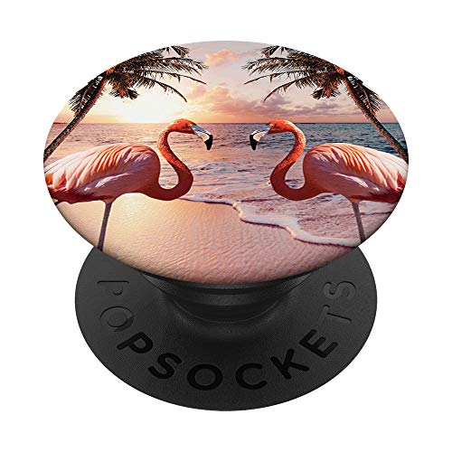 Cute Colorful Flamingo Palm Tree PopSockets Swappable PopGrip