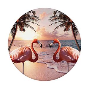 Cute Colorful Flamingo Palm Tree PopSockets Swappable PopGrip