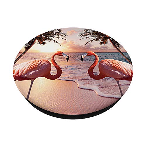 Cute Colorful Flamingo Palm Tree PopSockets Swappable PopGrip